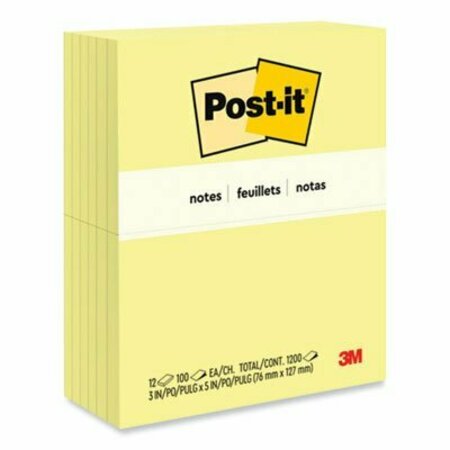 3M Post-it Notes, Original Pads, 3inx5in, 12PK 655YW